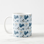 Cute Blue Bird and Berries illustrated Pattern Kaffeetasse (Links)
