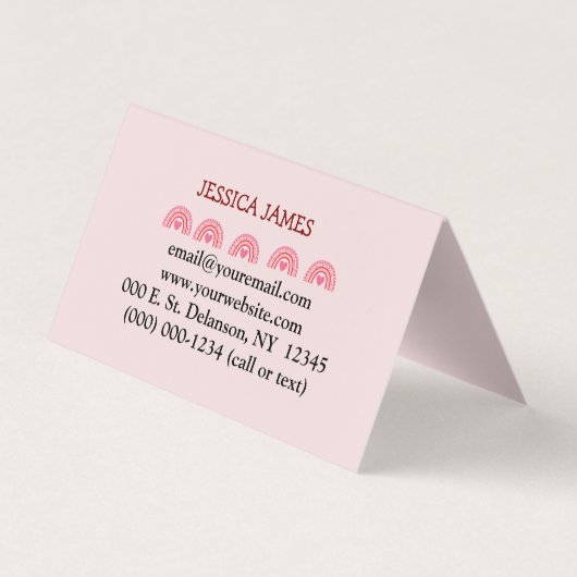 Cute Blue Boho Rainbow Substitute Teacher Visitenkarten (Rückseite)