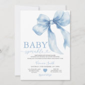 Cute Blue Bow Coquette Baby Sprinkle Baby Shower Einladung (Vorderseite)