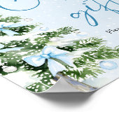 Cute Blue Bows Christmas Tree Cards and Gifts Sign Poster (Ecke)