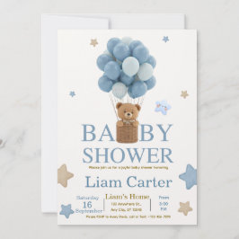 Cute Blue Boy Baby Shower Invitation Dankeskarte