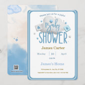 Cute Blue Boy Baby Shower Invitation Einladung (Vorne/Hinten)