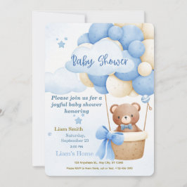 Cute Blue Boy Baby Shower Invitation Einladung