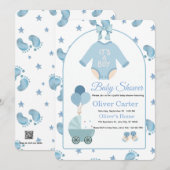 Cute Blue Boy Baby Shower Invitation Einladung (Vorne/Hinten)