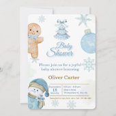 Cute Blue Boy Baby Shower Invitation Einladung (Vorderseite)