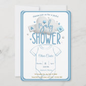 Cute Blue Boy Baby Shower Invitation Einladung (Vorderseite)