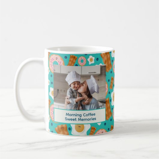 Cute Blue Breakfast Customizable Pastel Kaffeetasse (Links)