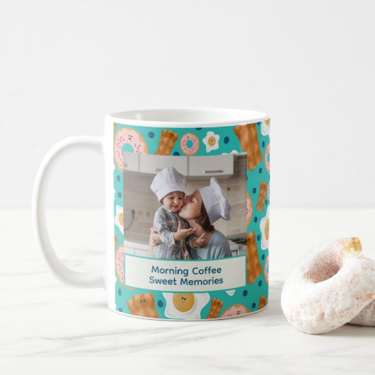 Cute Blue Breakfast Customizable Pastel Kaffeetasse (Mit Donut)