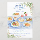 Cute Blue Bridal Brunch Table Vintage Illustration Einladung (Vorderseite)