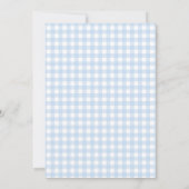 Cute Blue Bunny Easter Gingham Baby Boy Shower Dankeskarte (Rückseite)
