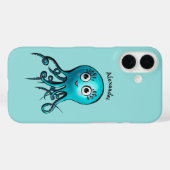 Cute Blue Cartoon Octopus - Smiling Sea Creature Case-Mate iPhone Hülle (Rückseite (Horizontal))