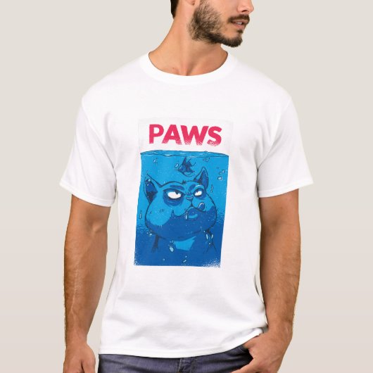 Cute Blue Cat “Paws” Funny Cat Lover T-Shirt (Vorderseite)