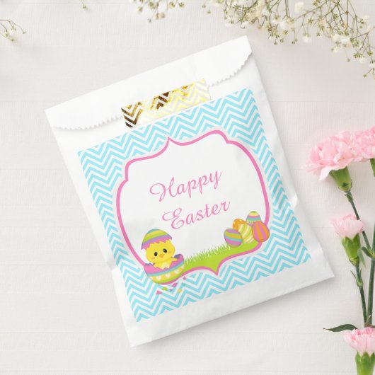 Cute Blue Chevrons Easter Chick Easter Egg Hunt Geschenktütchen (Versiegelt)