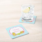 Cute Blue Chevrons Easter Chick Easter Egg Hunt Rechteckiger Pappuntersetzer (Vor Ort)