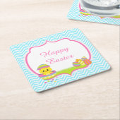 Cute Blue Chevrons Easter Chick Easter Egg Hunt Rechteckiger Pappuntersetzer (angewinkelt)