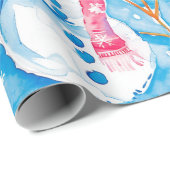 Cute Blue Christmas Watercolor Snowman Geschenkpapier (Rolleneckpunkt)