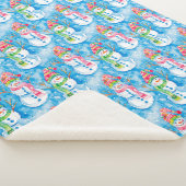 Cute Blue Christmas Watercolor Snowman Sherpadecke (3/4)