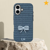 Cute Blue Crochet Bow Yarn Custom Name Case-Mate iPhone Hülle