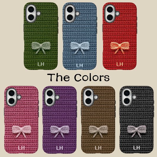 Cute Blue Crochet Bow Yarn Custom Name Case-Mate iPhone Hülle