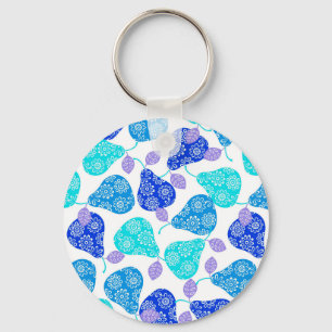 Cute blue' decorative pears pattern schlüsselanhänger