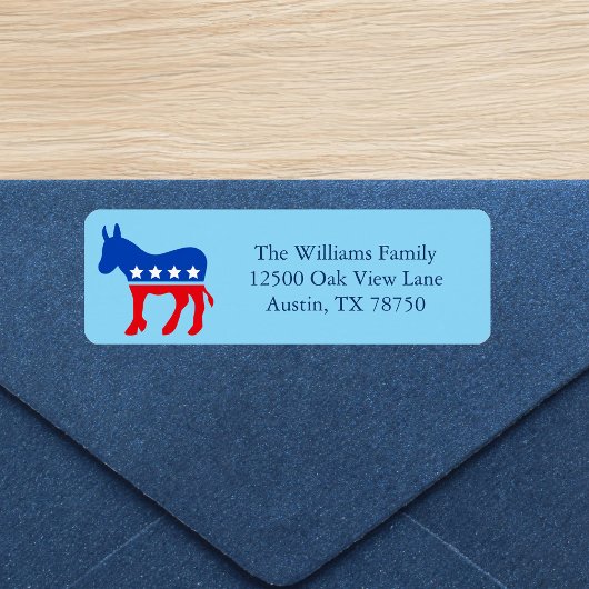 Cute Blue Democrat Donkey Political Return Address
