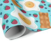 Cute Blue Eggs Bacon Strawberries Blueberries  Geschenkpapier (Rolleneckpunkt)