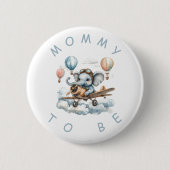 Cute Blue Elephant Baby Shower Mommy Button (Vorderseite)