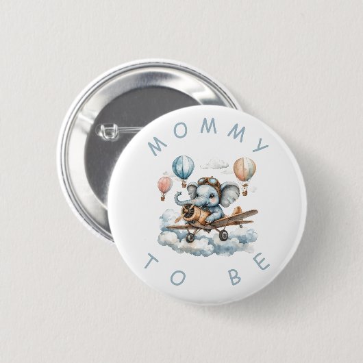 Cute Blue Elephant Baby Shower Mommy Button (Vorne & Hinten)