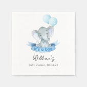 Cute Blue Elephant Boy Baby Shower Napkins Serviette (Vorderseite)