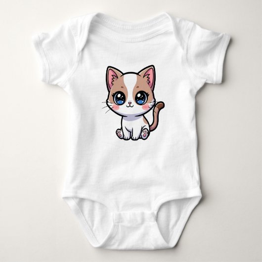 Cute Blue Eyed Cat Cartoon Character Baby Strampler (Vorderseite)