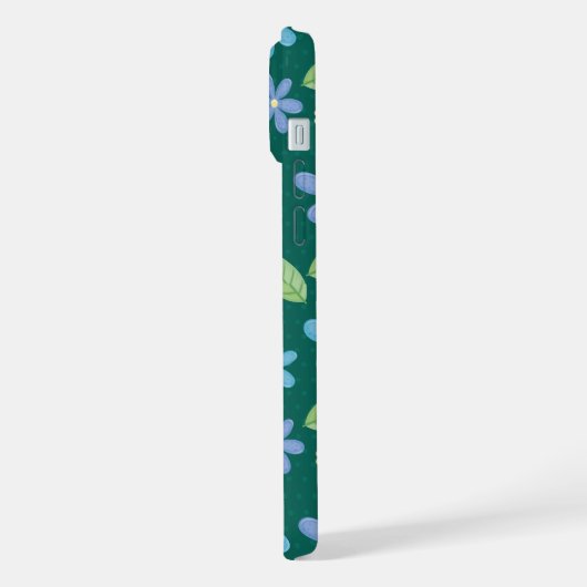 Cute Blue Floral Seamless Pattern iPhone Hülle (Linke Seite)