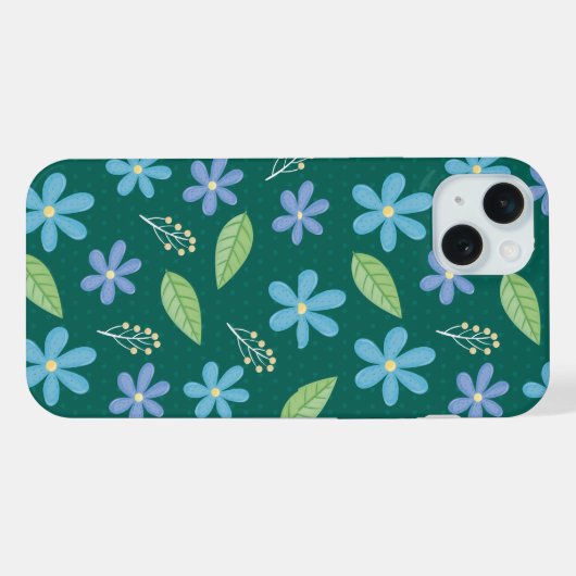 Cute Blue Floral Seamless Pattern iPhone Hülle (Rückseite (Horizontal))