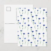 Cute Blue Flowers Spring Floral Card. Briefkaart Postkarte (Vorne/Hinten)