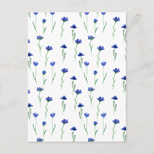 Cute Blue Flowers Spring Floral Card. Briefkaart Postkarte (Vorderseite)