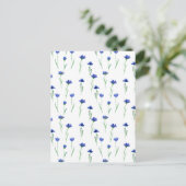 Cute Blue Flowers Spring Floral Card. Briefkaart Postkarte (Stehend Vorderseite)
