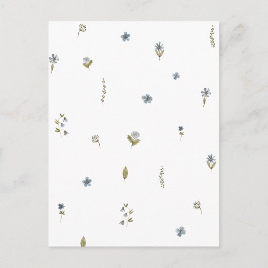Cute Blue Flowers Spring Floral Card. Postkarte (Vorderseite)