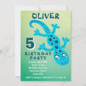 Cute Blue Gecko Lizard Boy Birthday Party  Einladung (Vorderseite)