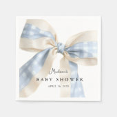 Cute Blue Gingham Checks Bow Baby Shower Serviette (Vorderseite)