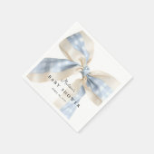 Cute Blue Gingham Checks Bow Baby Shower Serviette (Ecke)