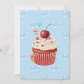 Cute Blue Gingham Teddy Bear & Ribbon  Einladung (Rückseite)