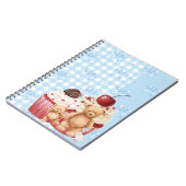 Cute Blue Gingham Teddy Bear & Ribbon Notizblock (Linke Seite)
