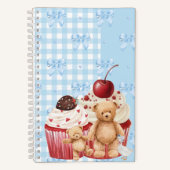 Cute Blue Gingham Teddy Bear & Ribbon  Notizblock (Vorderseite)