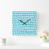 Cute blue girly spring flowers pattern quadratische wanduhr (Zuhause)