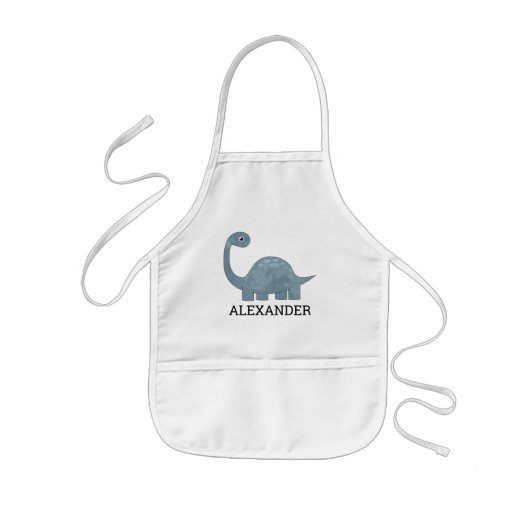 Cute Blue Gray Dinosaur Personalized Kinderschürze (Vorne)