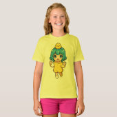 Cute Blue-Haired Chibi Girl in Chick T-Shirt (Vorne ganz)