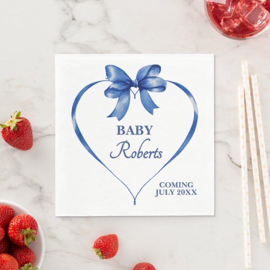Cute Blue Heart Boy Baby Shower Serviette (Beispiel)