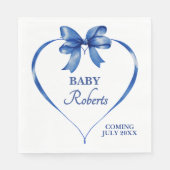 Cute Blue Heart Boy Baby Shower Serviette (Vorderseite)