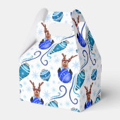 Cute Blue Holiday Christmas Reindeer Geschenkschachtel (Rückseite)