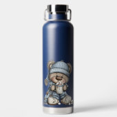 CUTE BLUE HOLIDAY WINTER TEDDY BEARS TRINKFLASCHE (Rückseite)
