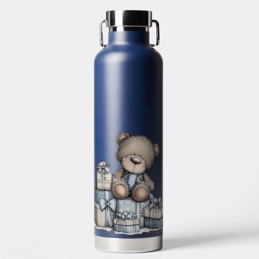 CUTE BLUE HOLIDAY WINTER TEDDY BEARS TRINKFLASCHE (Vorderseite)
